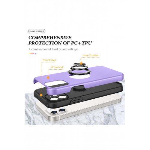 Newface iPhone 12 Kılıf Elit Yüzüklü Kapak - Mor Newface iPhone 12 Kılıf Elit Yüzüklü Kapak - Mor