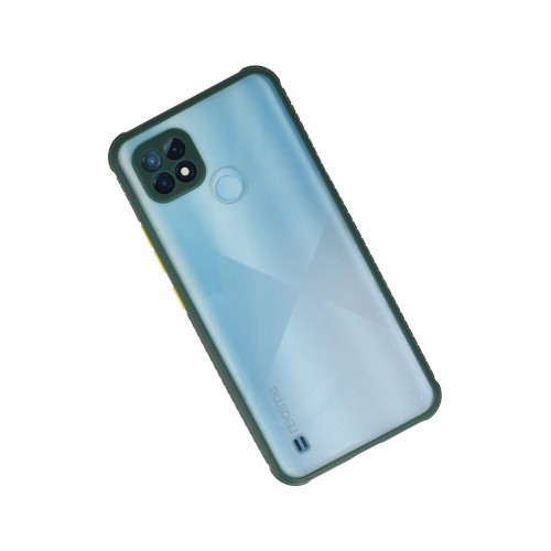 Newface Realme C21 Kılıf Miami Şeffaf Silikon - Koyu Yeşil Newface Realme C21 Kılıf Miami Şeffaf Silikon - Koyu Yeşil