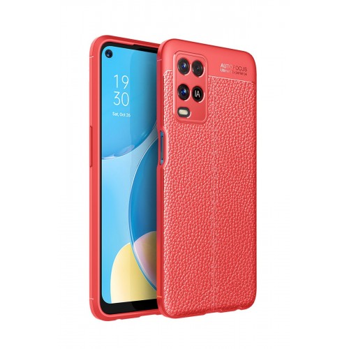 Newface Oppo A54 4G Kılıf Focus Derili Silikon - Kırmızı Newface Oppo A54 4G Kılıf Focus Derili Silikon - Kırmızı