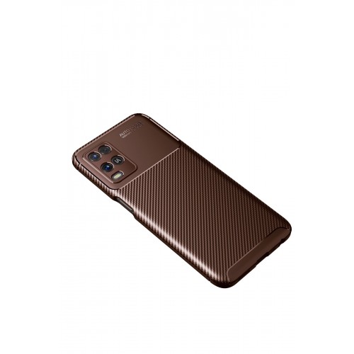 Newface Oppo A54 4G Kılıf Focus Karbon Silikon - Kahverengi Newface Oppo A54 4G Kılıf Focus Karbon Silikon - Kahverengi