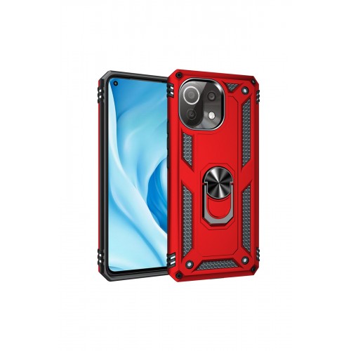 Newface Xiaomi Mİ 11 Lite Kılıf Sofya Yüzüklü Silikon Kapak - Kırmızı Newface Xiaomi Mİ 11 Lite Kılıf Sofya Yüzüklü Silikon Kapak - Kırmızı