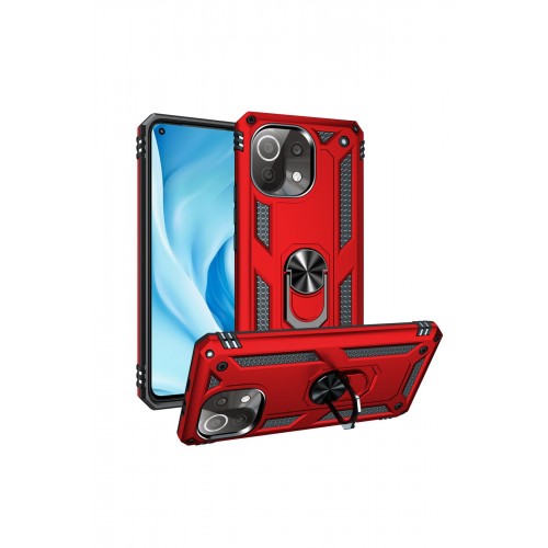 Newface Xiaomi Mİ 11 Lite Kılıf Sofya Yüzüklü Silikon Kapak - Kırmızı Newface Xiaomi Mİ 11 Lite Kılıf Sofya Yüzüklü Silikon Kapak - Kırmızı