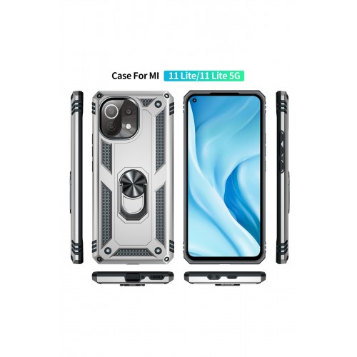 Newface Xiaomi Mİ 11 Lite Kılıf Sofya Yüzüklü Silikon Kapak - Gümüş Newface Xiaomi Mİ 11 Lite Kılıf Sofya Yüzüklü Silikon Kapak - Gümüş