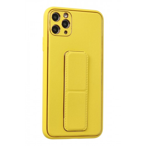 Newface iPhone 11 Pro Max Kılıf Coco Deri Standlı Kapak - Sarı Newface iPhone 11 Pro Max Kılıf Coco Deri Standlı Kapak - Sarı