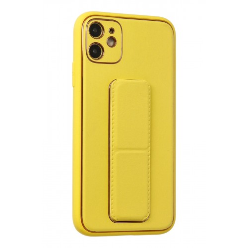 Newface iPhone 12 Kılıf Coco Deri Standlı Kapak - Sarı Newface iPhone 12 Kılıf Coco Deri Standlı Kapak - Sarı