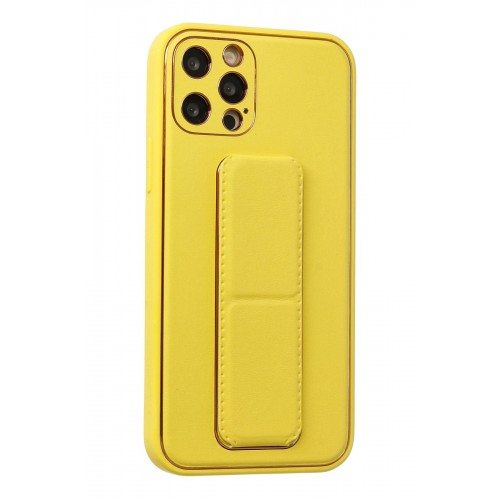 Newface iPhone 12 Pro Kılıf Coco Deri Standlı Kapak - Sarı Newface iPhone 12 Pro Kılıf Coco Deri Standlı Kapak - Sarı