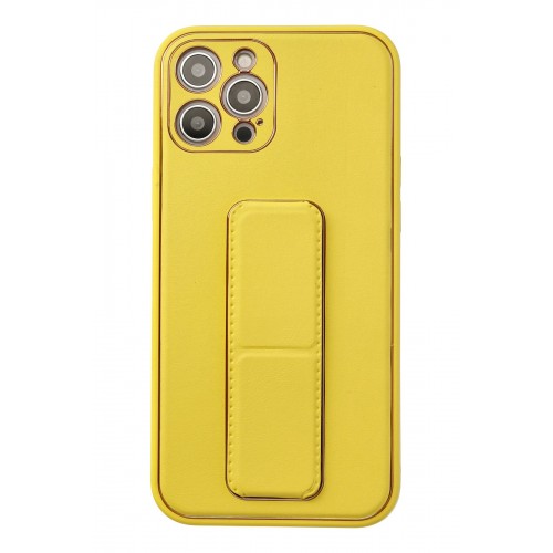 Newface iPhone 12 Pro Max Kılıf Coco Deri Standlı Kapak - Sarı Newface iPhone 12 Pro Max Kılıf Coco Deri Standlı Kapak - Sarı