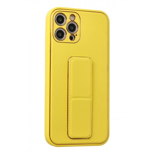 Newface iPhone 12 Pro Max Kılıf Coco Deri Standlı Kapak - Sarı Newface iPhone 12 Pro Max Kılıf Coco Deri Standlı Kapak - Sarı
