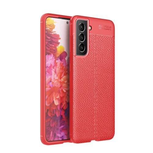 Newface Samsung Galaxy S21 FE Kılıf Focus Derili Silikon - Kırmızı Newface Samsung Galaxy S21 FE Kılıf Focus Derili Silikon - Kırmızı
