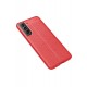 Newface Samsung Galaxy S21 FE Kılıf Focus Derili Silikon - Kırmızı Newface Samsung Galaxy S21 FE Kılıf Focus Derili Silikon - Kırmızı