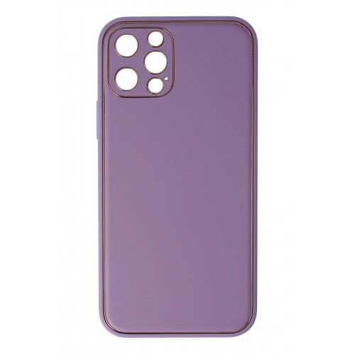 Newface iPhone 12 Pro Kılıf Coco Deri Silikon Kapak - Lila
