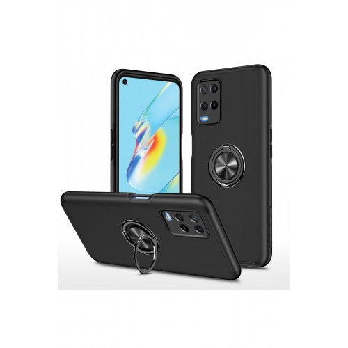 Newface Oppo A54 4G Kılıf Elit Yüzüklü Kapak - Siyah