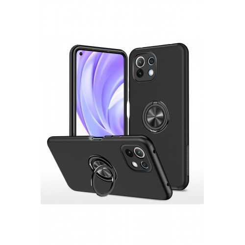 Newface Xiaomi Mİ 11 Lite Kılıf Elit Yüzüklü Kapak - Siyah Newface Xiaomi Mİ 11 Lite Kılıf Elit Yüzüklü Kapak - Siyah