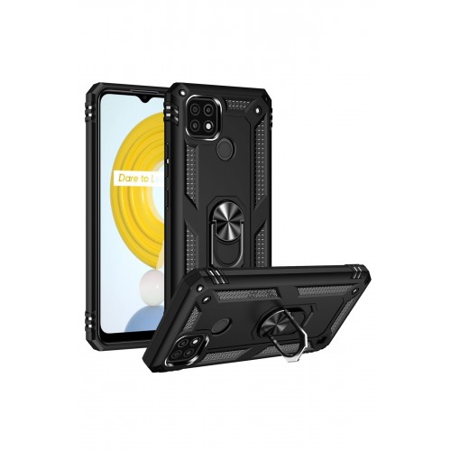 Newface Realme C21 Kılıf Sofya Yüzüklü Silikon Kapak - Siyah Newface Realme C21 Kılıf Sofya Yüzüklü Silikon Kapak - Siyah