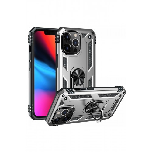 Newface iPhone 13 Pro Max Kılıf Sofya Yüzüklü Silikon Kapak - Gümüş Newface iPhone 13 Pro Max Kılıf Sofya Yüzüklü Silikon Kapak - Gümüş