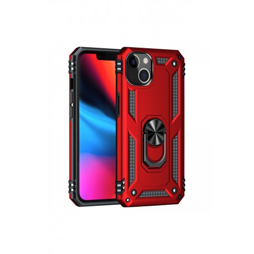 Newface iPhone 13 Kılıf Sofya Yüzüklü Silikon Kapak - Kırmızı Newface iPhone 13 Kılıf Sofya Yüzüklü Silikon Kapak - Kırmızı