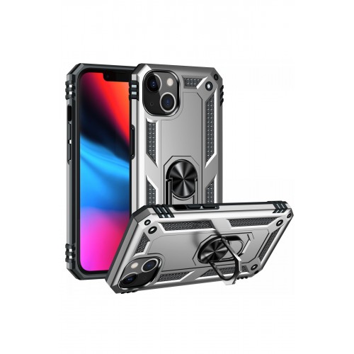 Newface iPhone 13 Kılıf Sofya Yüzüklü Silikon Kapak - Gümüş Newface iPhone 13 Kılıf Sofya Yüzüklü Silikon Kapak - Gümüş