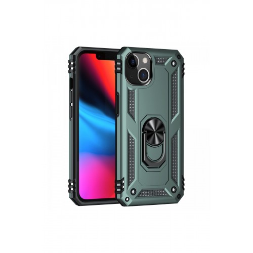 Newface iPhone 13 Kılıf Sofya Yüzüklü Silikon Kapak - Yeşil Newface iPhone 13 Kılıf Sofya Yüzüklü Silikon Kapak - Yeşil