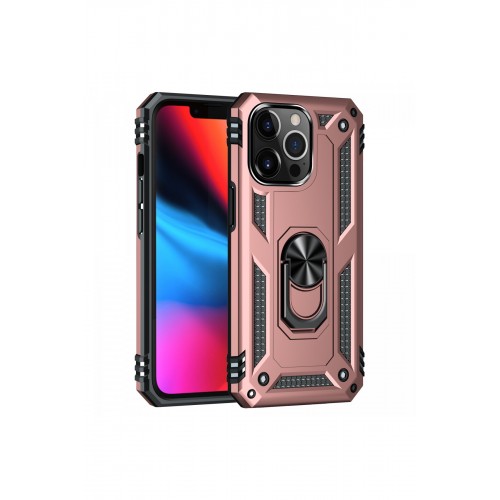 Newface iPhone 13 Pro Kılıf Sofya Yüzüklü Silikon Kapak - Rose
