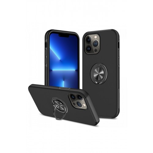 Newface iPhone 13 Pro Kılıf Elit Yüzüklü Kapak - Siyah Newface iPhone 13 Pro Kılıf Elit Yüzüklü Kapak - Siyah