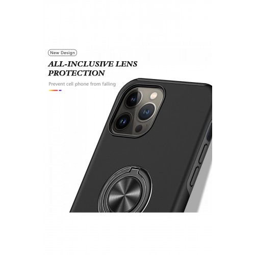 Newface iPhone 13 Pro Kılıf Elit Yüzüklü Kapak - Siyah Newface iPhone 13 Pro Kılıf Elit Yüzüklü Kapak - Siyah