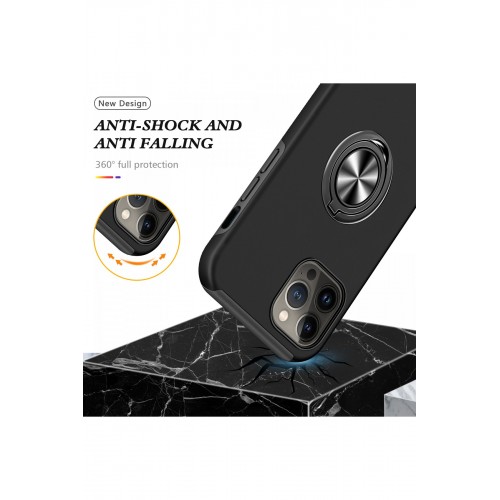 Newface iPhone 13 Pro Kılıf Elit Yüzüklü Kapak - Siyah Newface iPhone 13 Pro Kılıf Elit Yüzüklü Kapak - Siyah