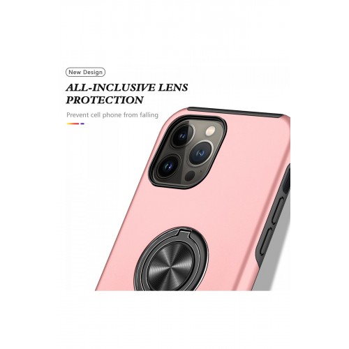 Newface iPhone 13 Pro Kılıf Elit Yüzüklü Kapak - Pembe Newface iPhone 13 Pro Kılıf Elit Yüzüklü Kapak - Pembe