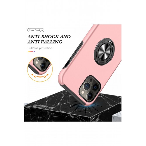 Newface iPhone 13 Pro Kılıf Elit Yüzüklü Kapak - Pembe Newface iPhone 13 Pro Kılıf Elit Yüzüklü Kapak - Pembe