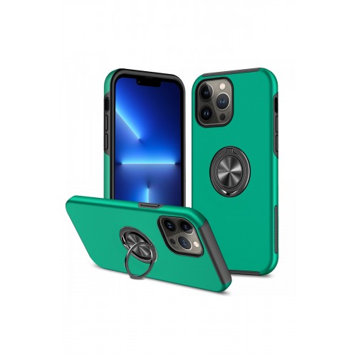 Newface iPhone 13 Pro Kılıf Elit Yüzüklü Kapak - Yeşil