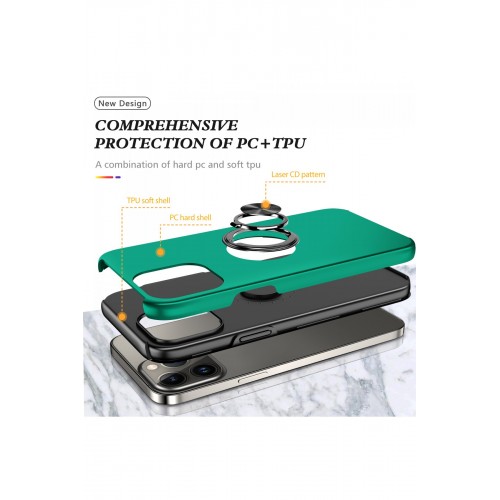 Newface iPhone 13 Pro Kılıf Elit Yüzüklü Kapak - Yeşil Newface iPhone 13 Pro Kılıf Elit Yüzüklü Kapak - Yeşil