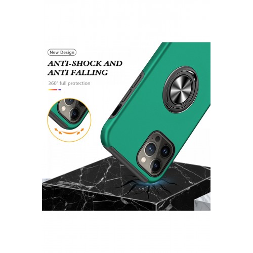 Newface iPhone 13 Pro Kılıf Elit Yüzüklü Kapak - Yeşil Newface iPhone 13 Pro Kılıf Elit Yüzüklü Kapak - Yeşil