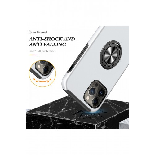 Newface iPhone 13 Pro Kılıf Elit Yüzüklü Kapak - Gümüş Newface iPhone 13 Pro Kılıf Elit Yüzüklü Kapak - Gümüş