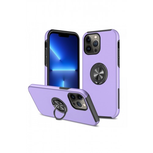 Newface iPhone 13 Pro Max Kılıf Elit Yüzüklü Kapak - Mor