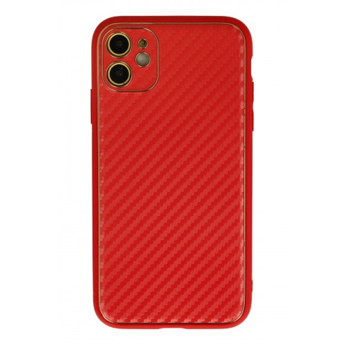 Newface iPhone 12 Kılıf Coco Karbon Silikon - Kırmızı Newface iPhone 12 Kılıf Coco Karbon Silikon - Kırmızı