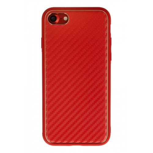 Newface iPhone 8 Kılıf Coco Karbon Silikon - Kırmızı Newface iPhone 8 Kılıf Coco Karbon Silikon - Kırmızı