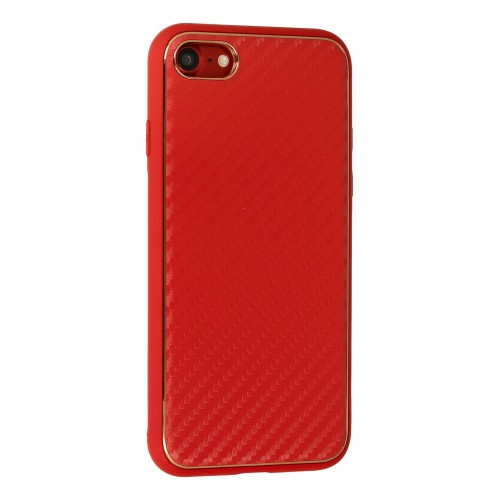 Newface iPhone 8 Kılıf Coco Karbon Silikon - Kırmızı Newface iPhone 8 Kılıf Coco Karbon Silikon - Kırmızı