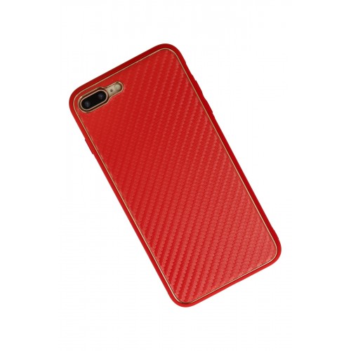Newface iPhone 8 Plus Kılıf Coco Karbon Silikon - Kırmızı Newface iPhone 8 Plus Kılıf Coco Karbon Silikon - Kırmızı