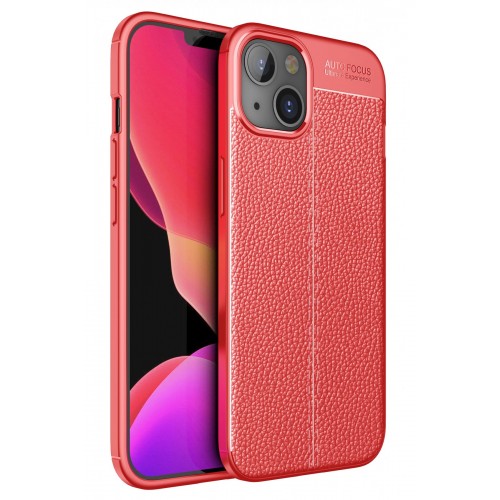 Newface iPhone 13 Kılıf Focus Derili Silikon - Kırmızı Newface iPhone 13 Kılıf Focus Derili Silikon - Kırmızı