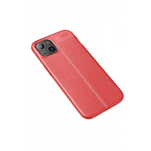 Newface iPhone 13 Kılıf Focus Derili Silikon - Kırmızı Newface iPhone 13 Kılıf Focus Derili Silikon - Kırmızı