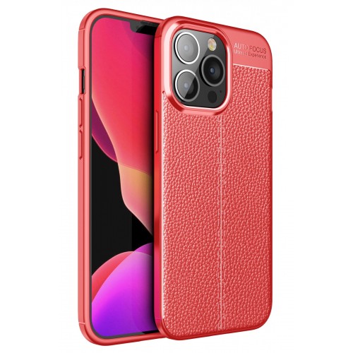 Newface iPhone 13 Pro Kılıf Focus Derili Silikon - Kırmızı Newface iPhone 13 Pro Kılıf Focus Derili Silikon - Kırmızı