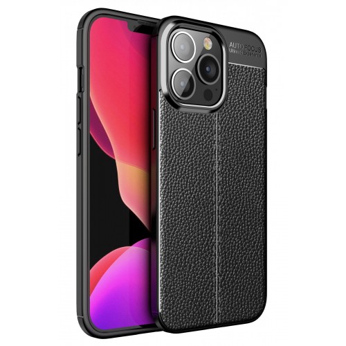 Newface iPhone 13 Pro Max Kılıf Focus Derili Silikon - Siyah Newface iPhone 13 Pro Max Kılıf Focus Derili Silikon - Siyah