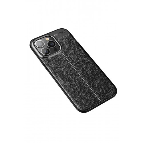 Newface iPhone 13 Pro Max Kılıf Focus Derili Silikon - Siyah Newface iPhone 13 Pro Max Kılıf Focus Derili Silikon - Siyah