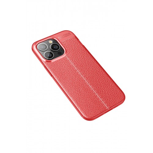 Newface iPhone 13 Pro Max Kılıf Focus Derili Silikon - Kırmızı Newface iPhone 13 Pro Max Kılıf Focus Derili Silikon - Kırmızı