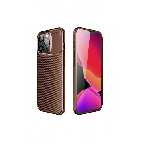 Newface iPhone 13 Pro Max Kılıf Focus Karbon Silikon - Kahverengi Newface iPhone 13 Pro Max Kılıf Focus Karbon Silikon - Kahverengi