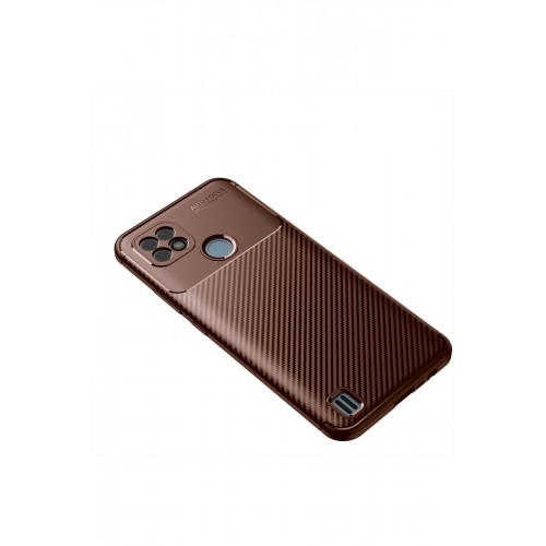 Newface Realme C25 Kılıf Focus Karbon Silikon - Kahverengi Newface Realme C25 Kılıf Focus Karbon Silikon - Kahverengi
