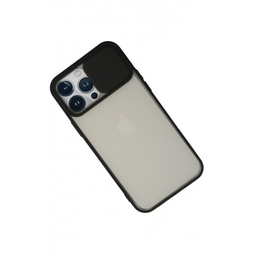 Newface iPhone 13 Pro Max Kılıf Palm Buzlu Kamera Sürgülü Silikon - Siyah Newface iPhone 13 Pro Max Kılıf Palm Buzlu Kamera Sürgülü Silikon - Siyah