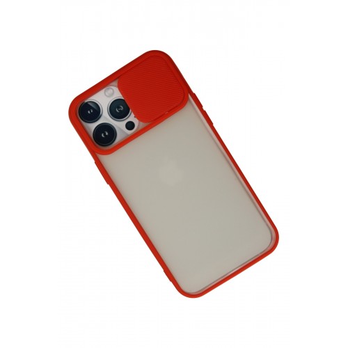 Newface iPhone 13 Pro Max Kılıf Palm Buzlu Kamera Sürgülü Silikon - Kırmızı Newface iPhone 13 Pro Max Kılıf Palm Buzlu Kamera Sürgülü Silikon - Kırmızı