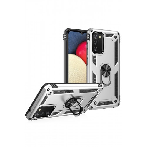 Newface Samsung Galaxy A03S Kılıf Sofya Yüzüklü Silikon Kapak - Gümüş Newface Samsung Galaxy A03S Kılıf Sofya Yüzüklü Silikon Kapak - Gümüş