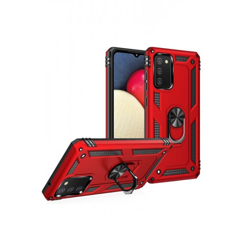 Newface Samsung Galaxy A03S Kılıf Sofya Yüzüklü Silikon Kapak - Kırmızı Newface Samsung Galaxy A03S Kılıf Sofya Yüzüklü Silikon Kapak - Kırmızı