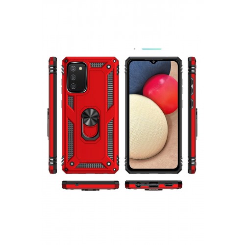 Newface Samsung Galaxy A03S Kılıf Sofya Yüzüklü Silikon Kapak - Kırmızı Newface Samsung Galaxy A03S Kılıf Sofya Yüzüklü Silikon Kapak - Kırmızı
